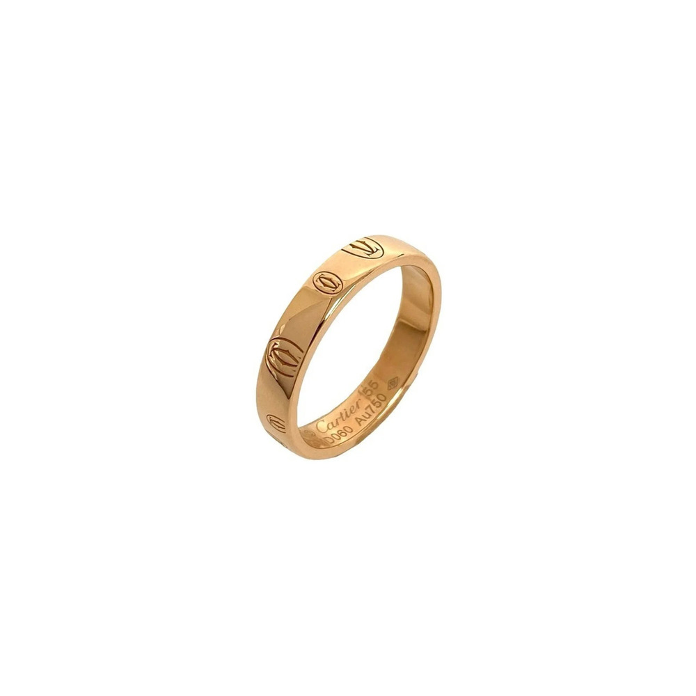 CARTIER Happy Birthday Ring, Logo Engraved, 18K 750PG, Size #55, Pink Gold, I...